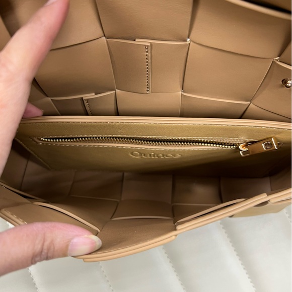 Quince Italian Leather Handwoven Flap Crossbody Bags in Golden Tan - Picture 7 of 12